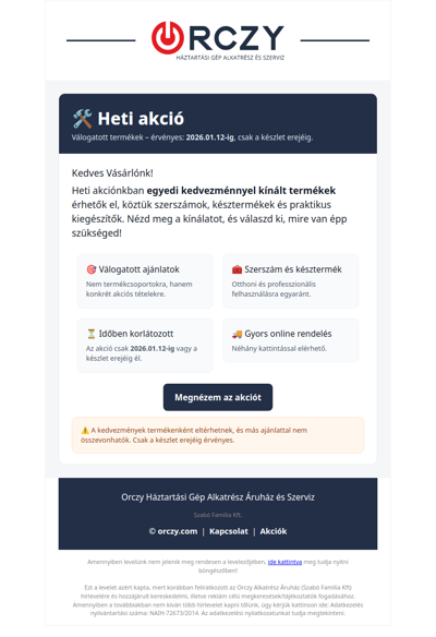 Heti akció - válogatott termékek 2026.01.12-ig.