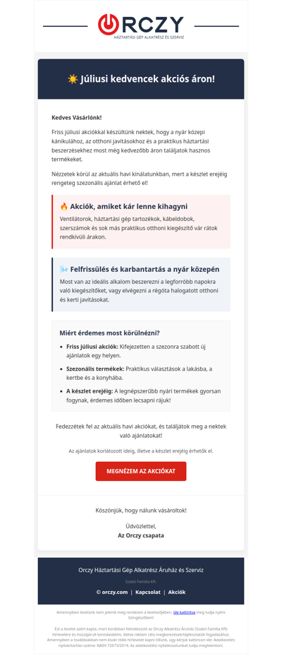 ☀️ Friss nyári akciók az Orczy-tól!