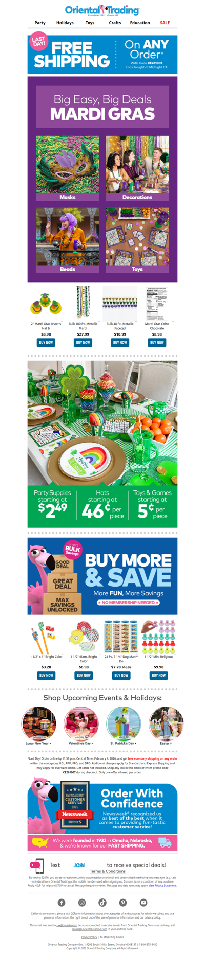 Let the Good Times Roll with Free Shipping on Any Order! 💜💚💛