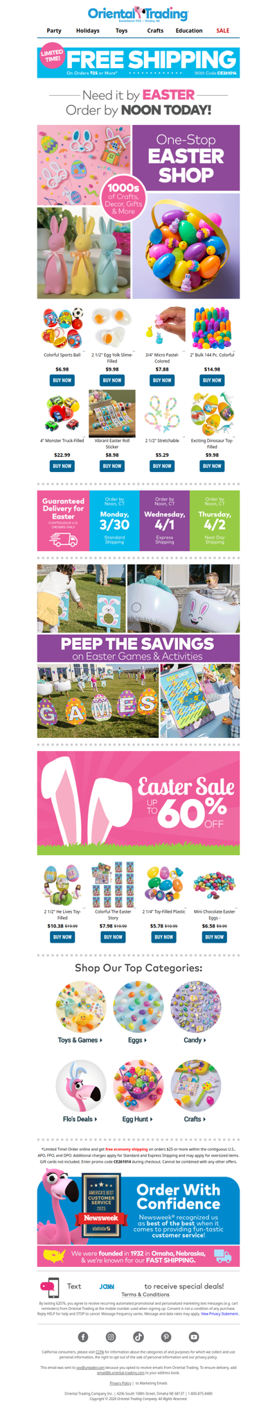 Last Chance for Free Easter Delivery! ⌛