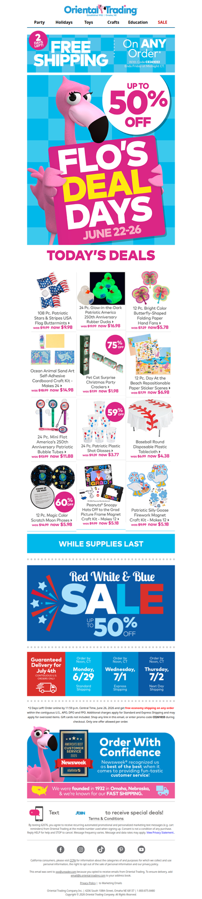 Red, White & Savings: Flo's Deal Days + Free Shipping on Any Order! ❤️💙​