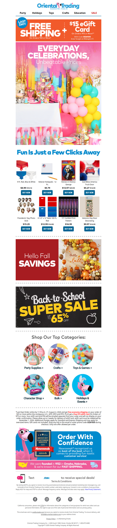 ⏰ Last Day! Free Shipping + $15 eGift Card!