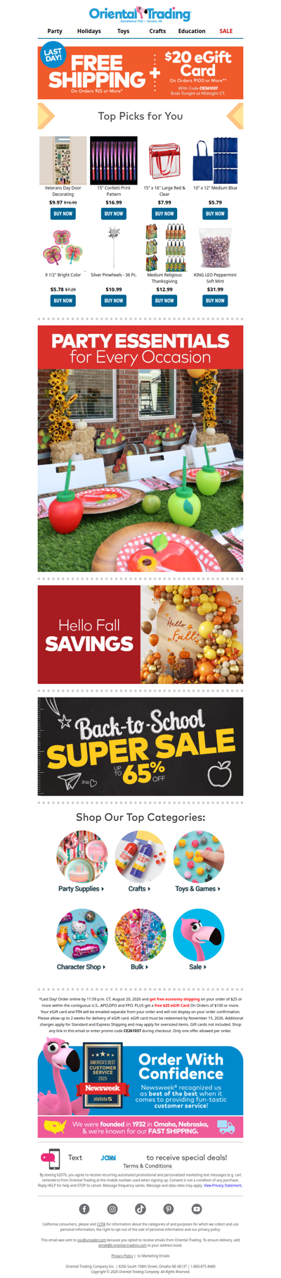 Time is Running Out! ⏰ Free Shipping + $20 eGift Card Ends TODAY!