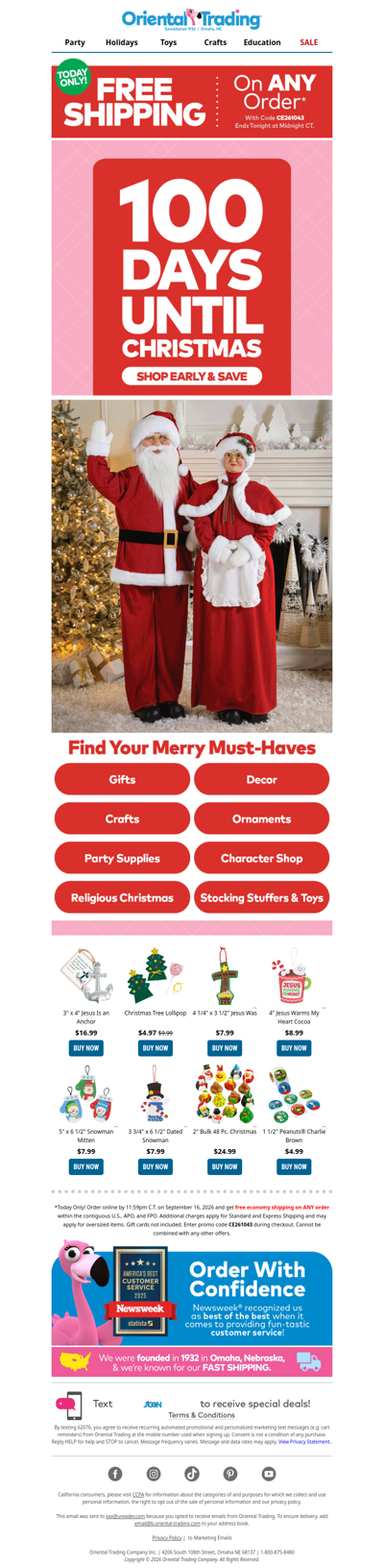 🎄 Get Free Shipping on ANY Order for 100 Days to Christmas! 🎄