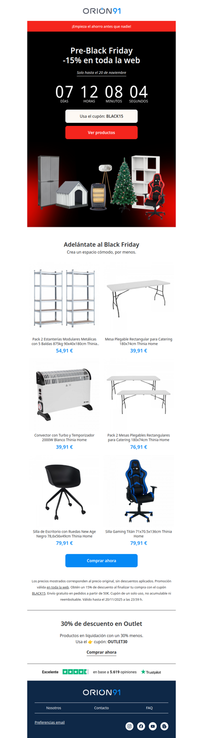 Ahorra -15% en TODO en Pre-Black Friday 🖤