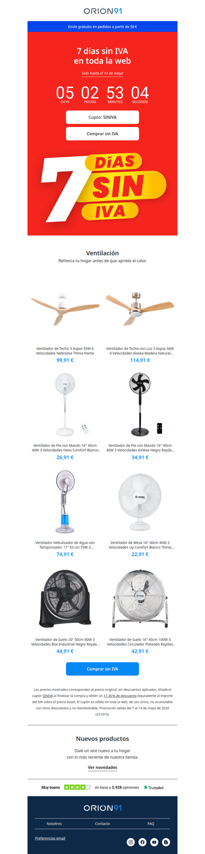 ¿Tienes ya tu ventilador? Esta semana, sin IVA