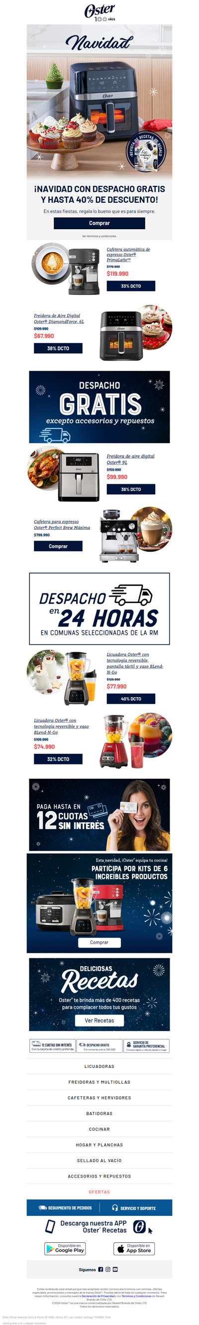 🌟 Estas fiestas, regala lo bueno que es para siempre: Oster® con hasta 40% de dcto