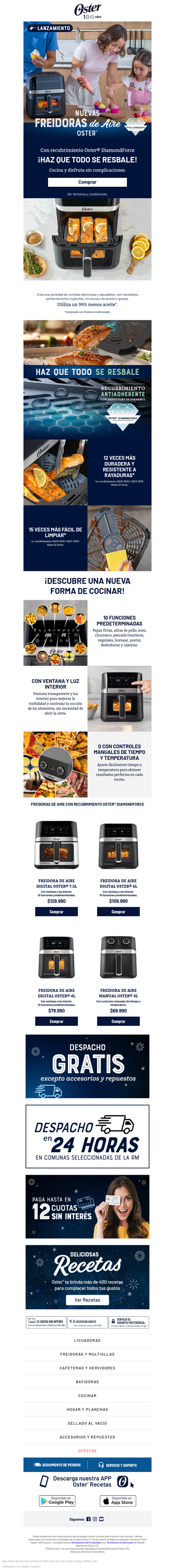 🌟 ¡Cocina sin esfuerzo! Freidoras de Aire con recubrimiento DiamondForce