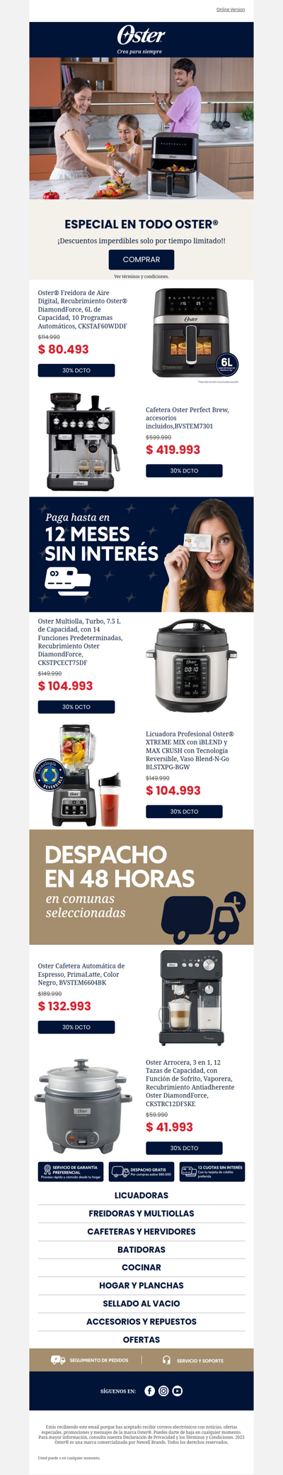 💥 30% de descuento en todo Oster