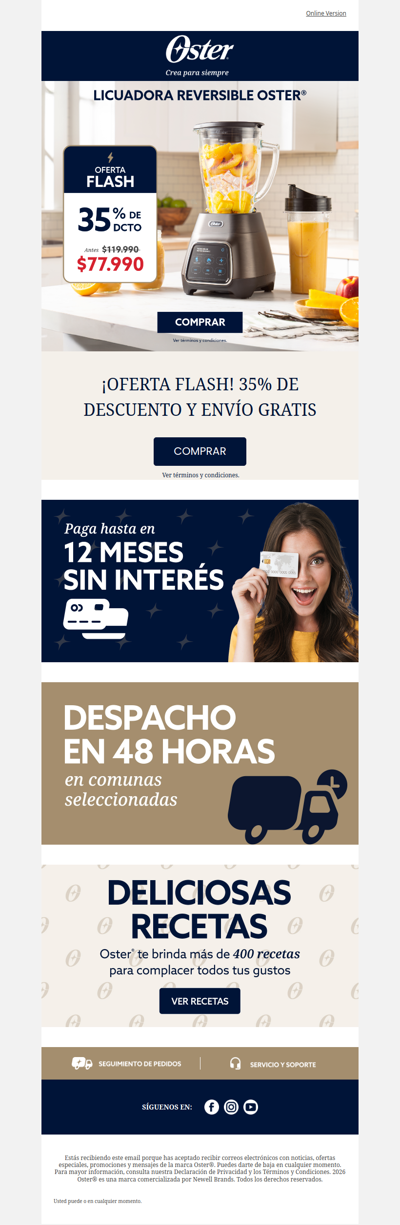 ✨ Lleva tu Licuadora Oster con 35% OFF + Despacho Gratis