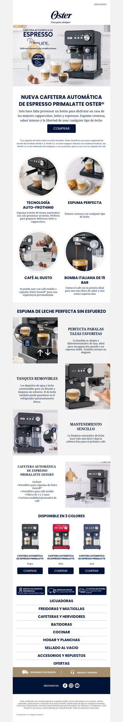 ☕ Latte, cappuccino y más con un botón