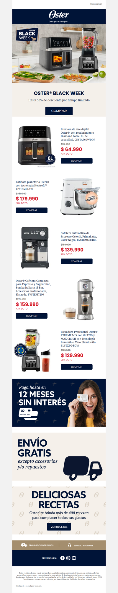 🔥 Black Week Oster: hasta 50% hoy
