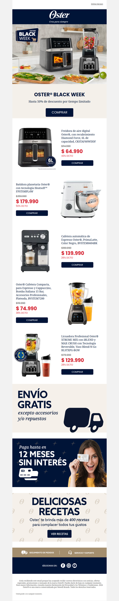 🔥 Black Week Oster: hasta 50% hoy
