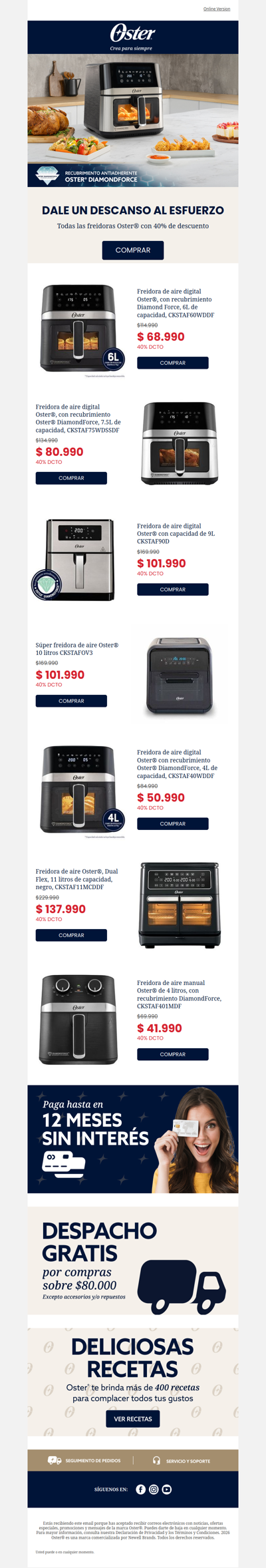 🍟 40% OFF en freidoras Oster