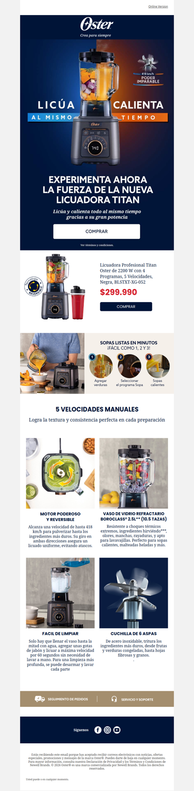 Experimenta la Licuadora TITAN 2200w de potencia