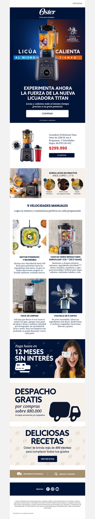 Experimenta la Licuadora TITAN 2200w de potencia
