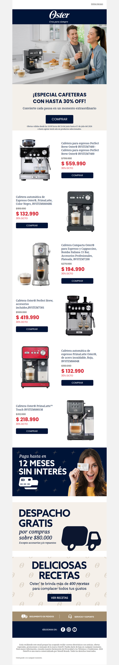 Tu próxima cafetera con hasta 30% OFF