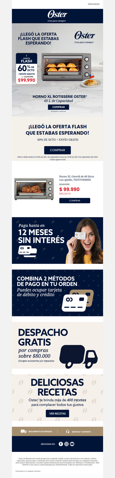 ¡Oferta flash Horno 60% + envío gratis🔥!