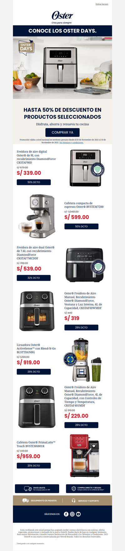 💥 Hasta 50% de descuento en Oster Days