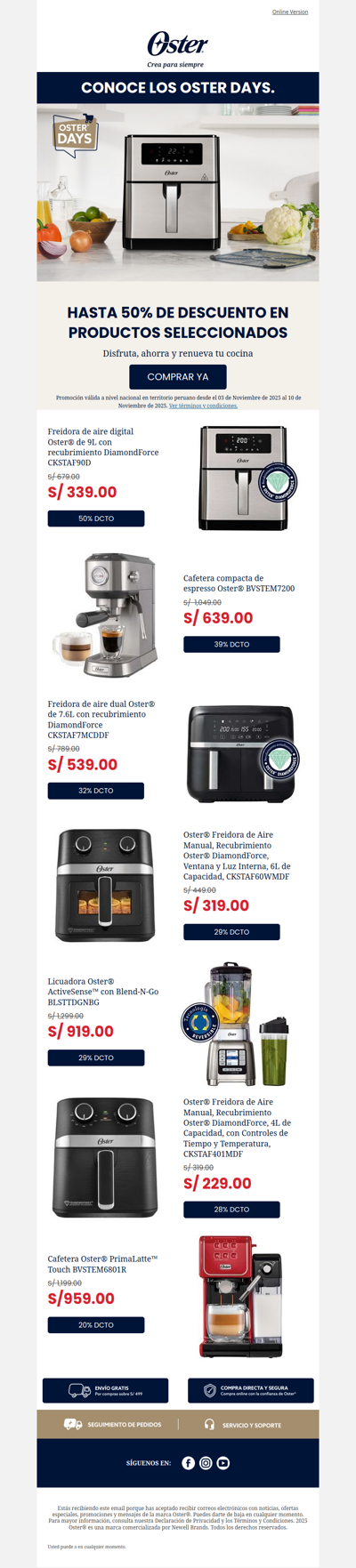 💥 Hasta 50% de descuento en Oster Days