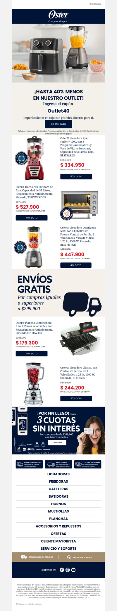 🏷️ Hasta 40% menos en el Outlet Oster