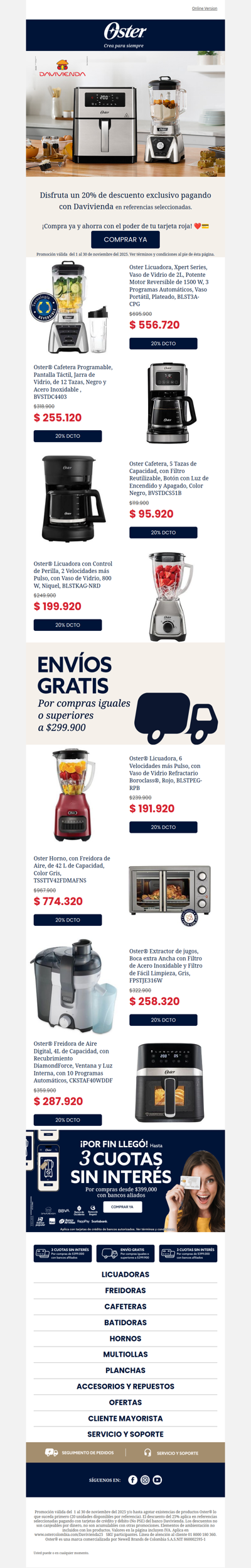 Hasta 20% de descuento con Davivienda