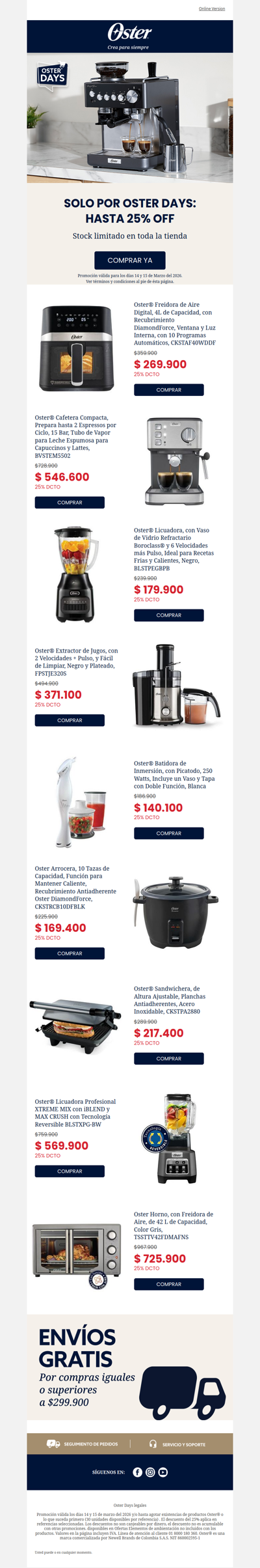 🔥 Hasta 25% off en Oster Days