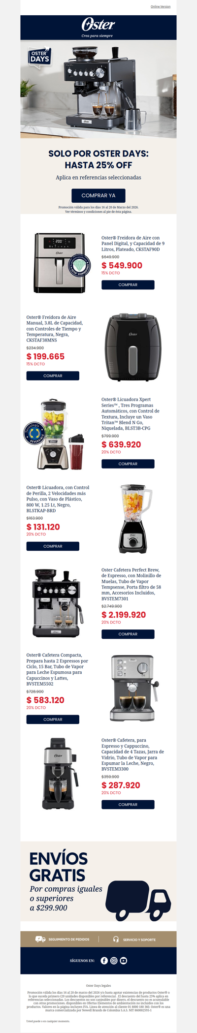 🔥 Hasta 25% off en Oster Days