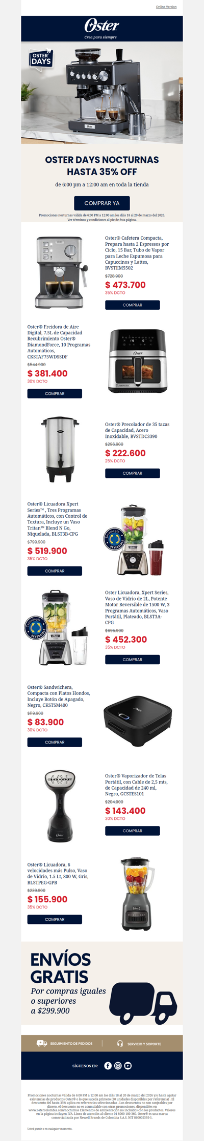 🔥 Hasta 35% off en Oster Days