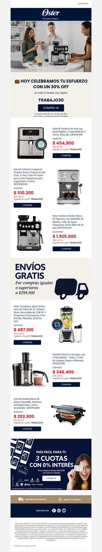 Solo por el Día del Trabajador: 30%