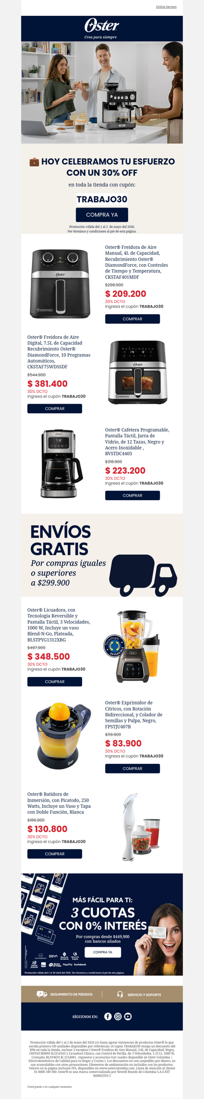 últimas horas 30% por el Día del Trabajador