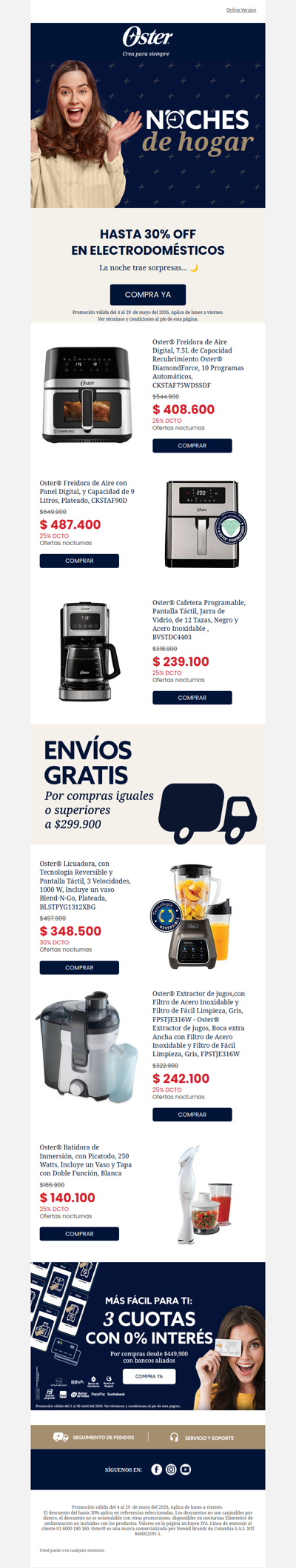 Hoy Martes hasta 30% noches de hogar