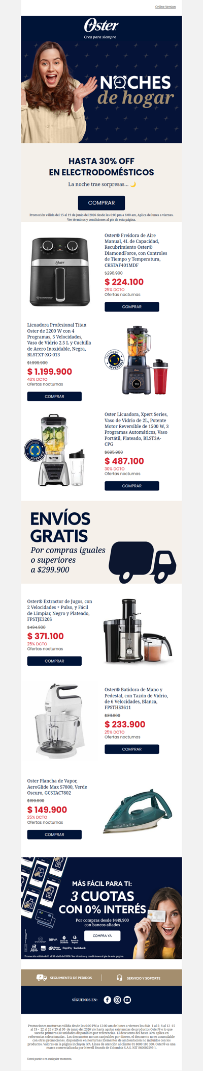 Hoy jueves hasta 40% noches de hogar