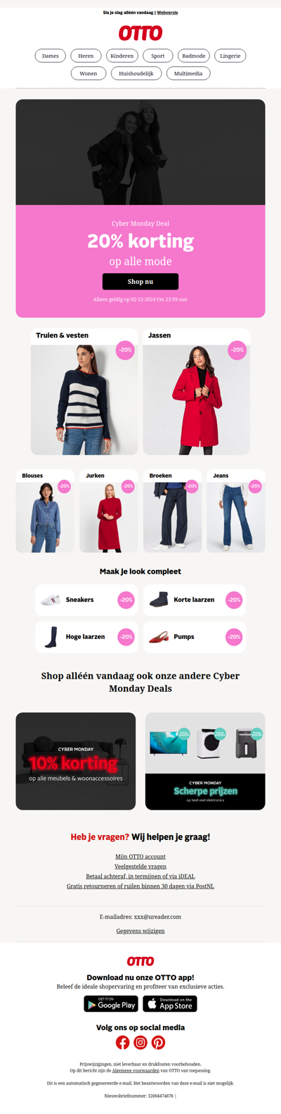 Cyber Monday Deal! 💥 20% korting op alle mode