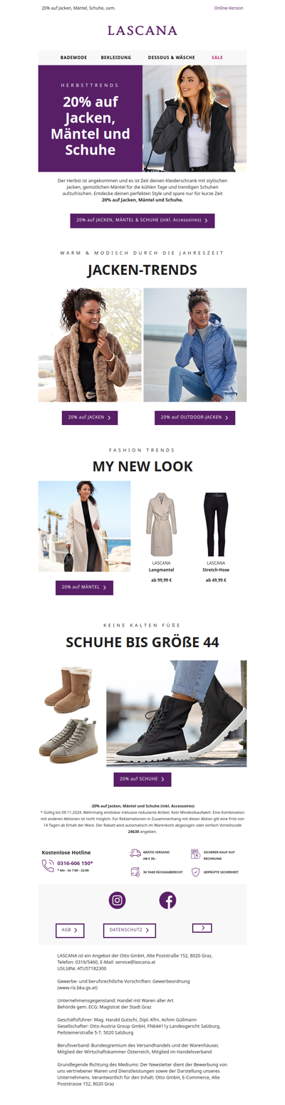 Style-Up! 20% auf Jacken, Mäntel & Schuhe