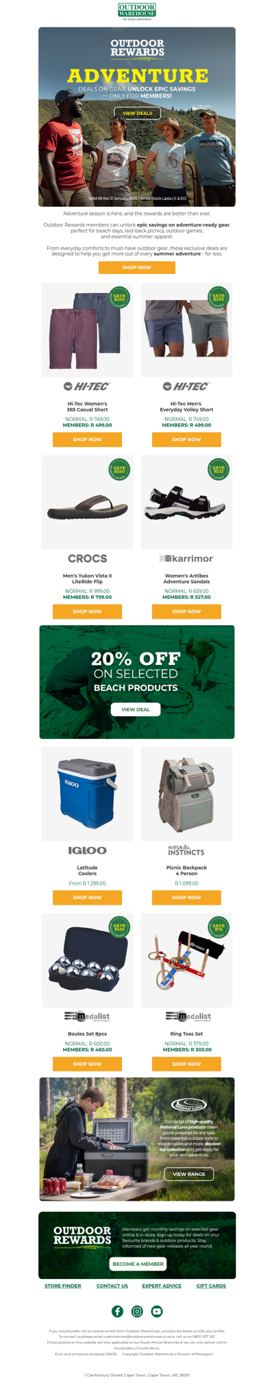 Outdoor Rewards Members: Unlock Epic Summer Savings on Adventure-ready Gear