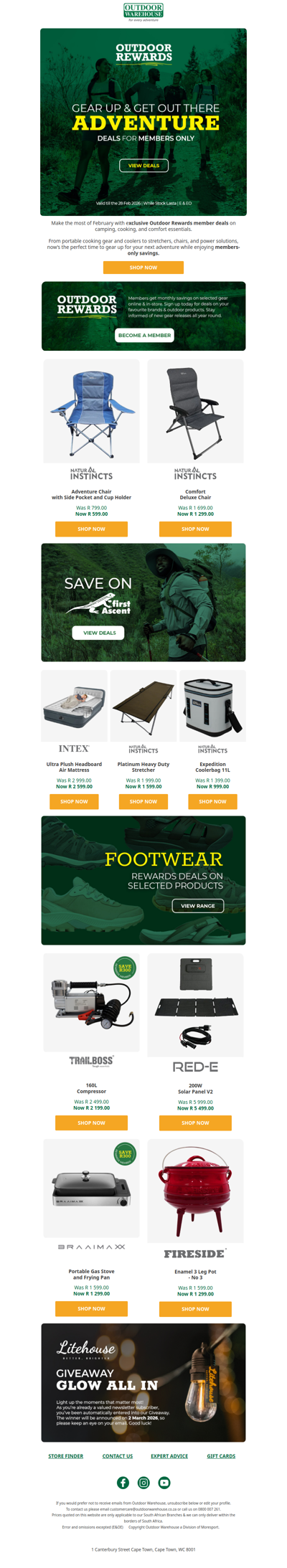 Exclusive savings for Outdoor Rewards members only