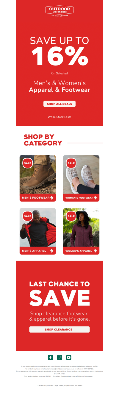 Clearance Sale | Save Up To 60% On Apparel & Footwear