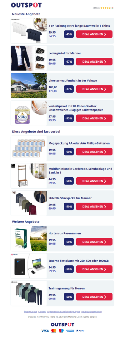 4 extra lange T-Shirts