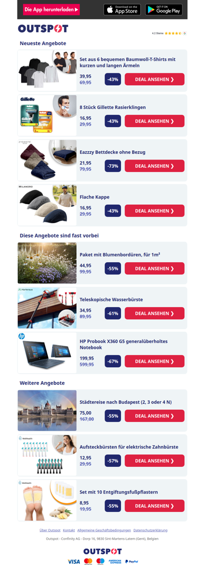 Set aus 6 Baumwoll-T-Shirts mit kurzen und langen Ärmeln