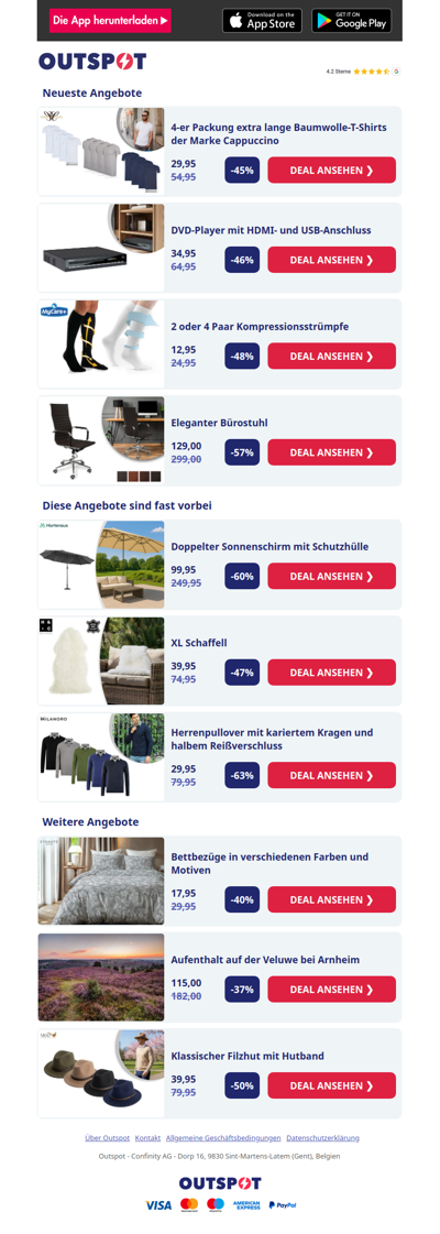 4 extra lange T-Shirts