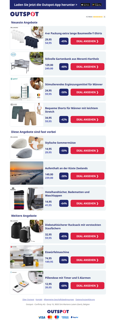 4 extra lange T-Shirts