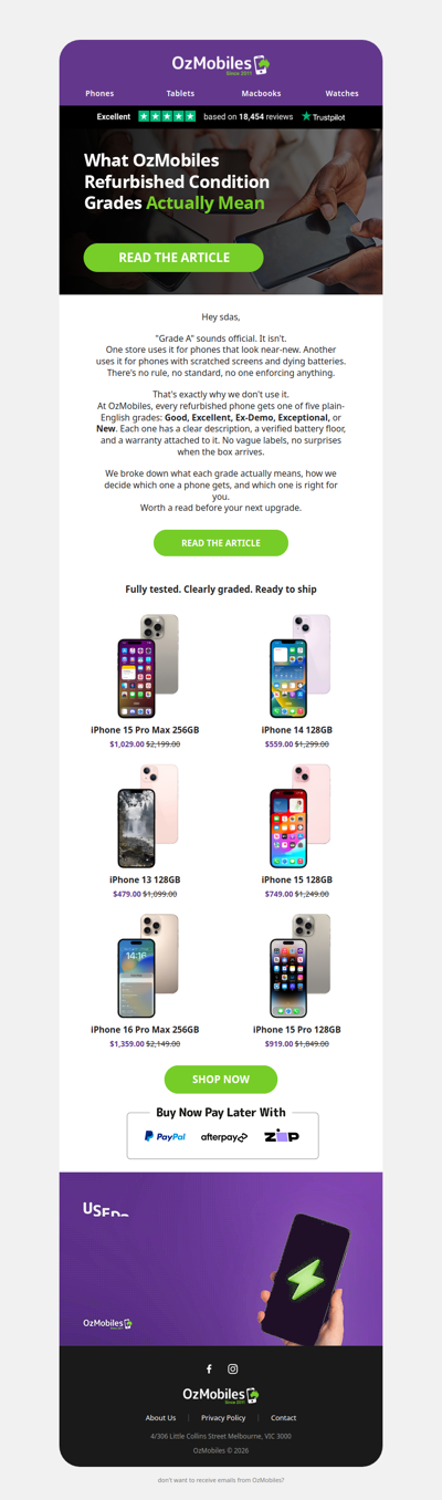 What OzMobiles Refurbished Condition Grades Actually Mean