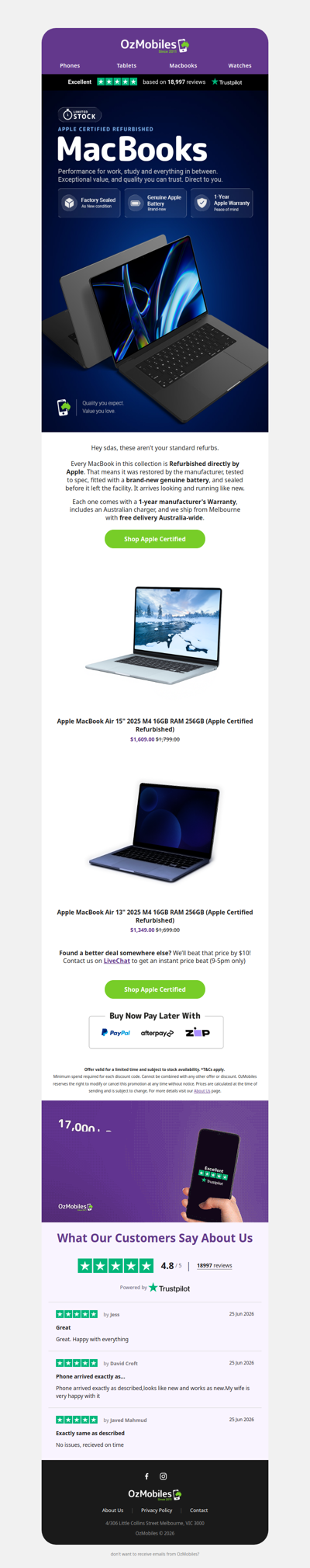 Limited stock: Apple Certified Refurbished MacBooks 💻