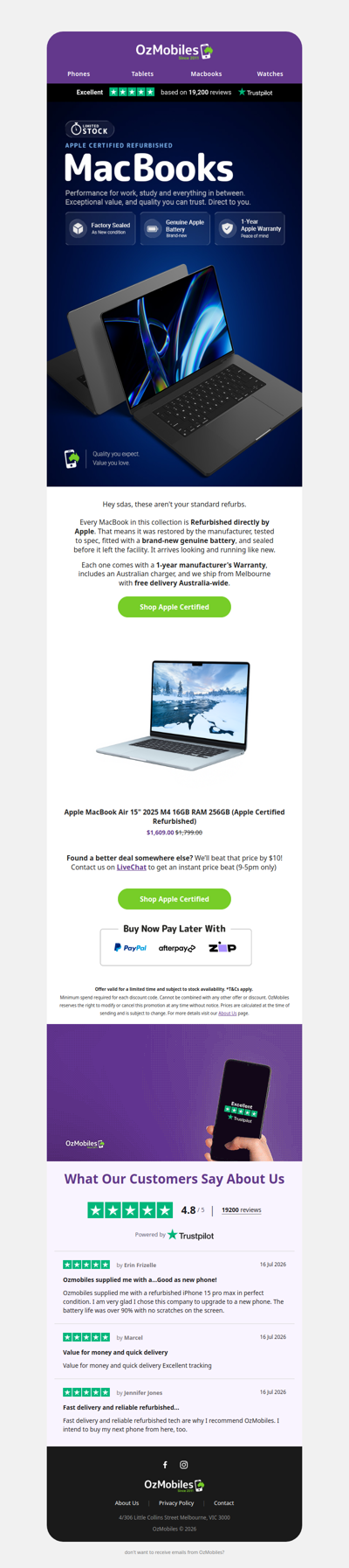 Limited stock: Apple Certified Refurbished MacBooks 💻