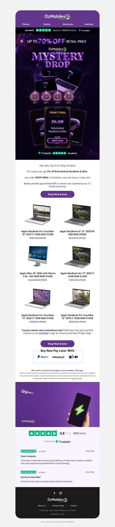 5% off Refurbished MacBook & iMac - Mystery Drop 🔮 Day 4