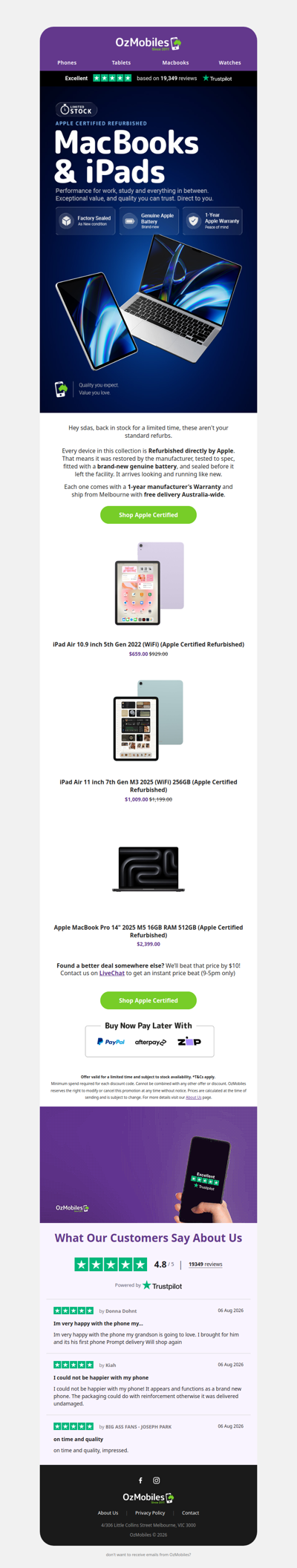 📢 Back in stock: Apple Certified Refurbished MacBooks & iPads