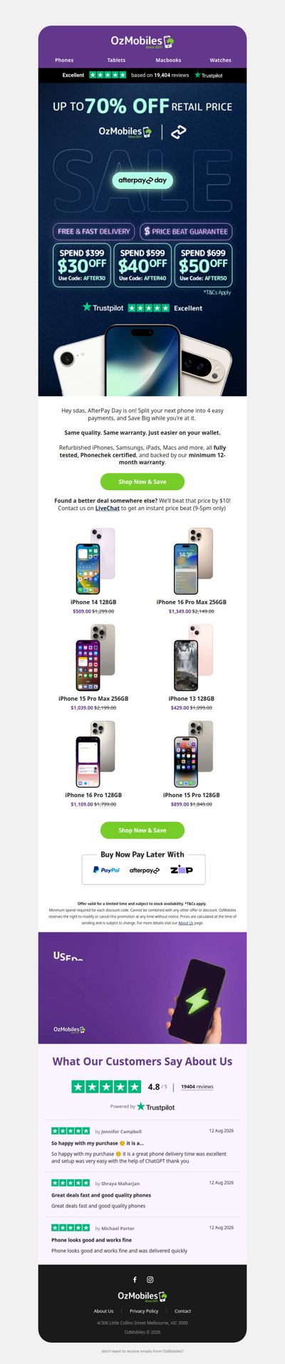 Up to $50 off Refurbished Tech this Afterpay Day 🤩
