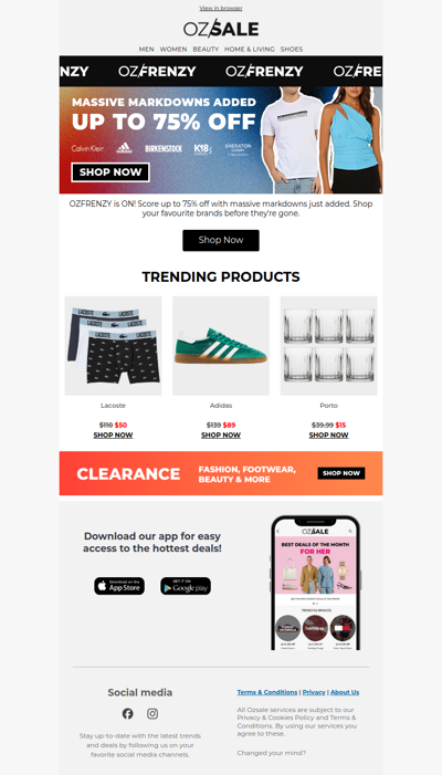 Up to 75% Off! OZFRENZY 🔥