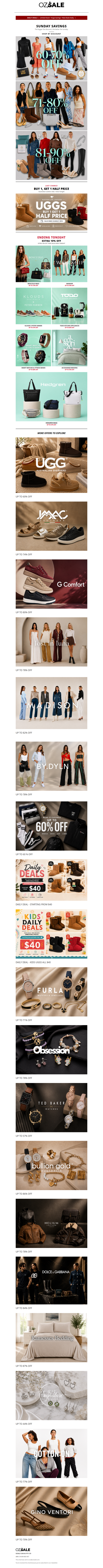 Worship, Bosccolo, Hedgren, Klouds, Accessorize, Australian Leather UGG & MORE
